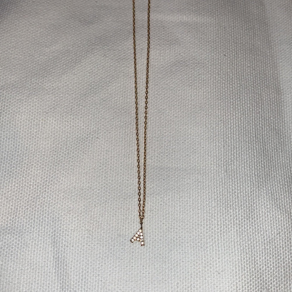 Necklace With “A” Initial Dipped In 14kt Gold - image 4